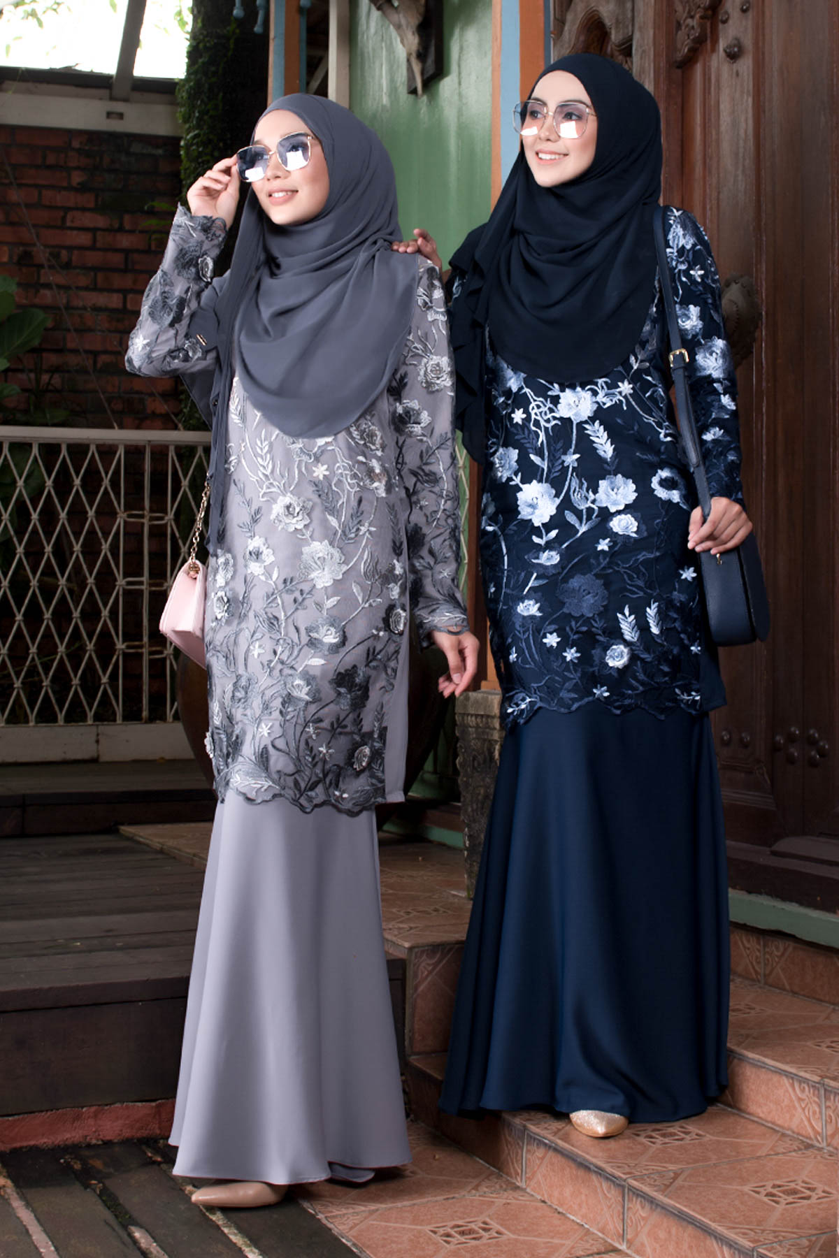 Baju Kurung Lace Azureen - Majestic Blue