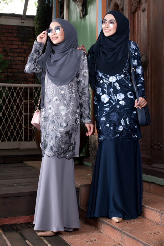 Baju Kurung Lace Azureen - Majestic Blue