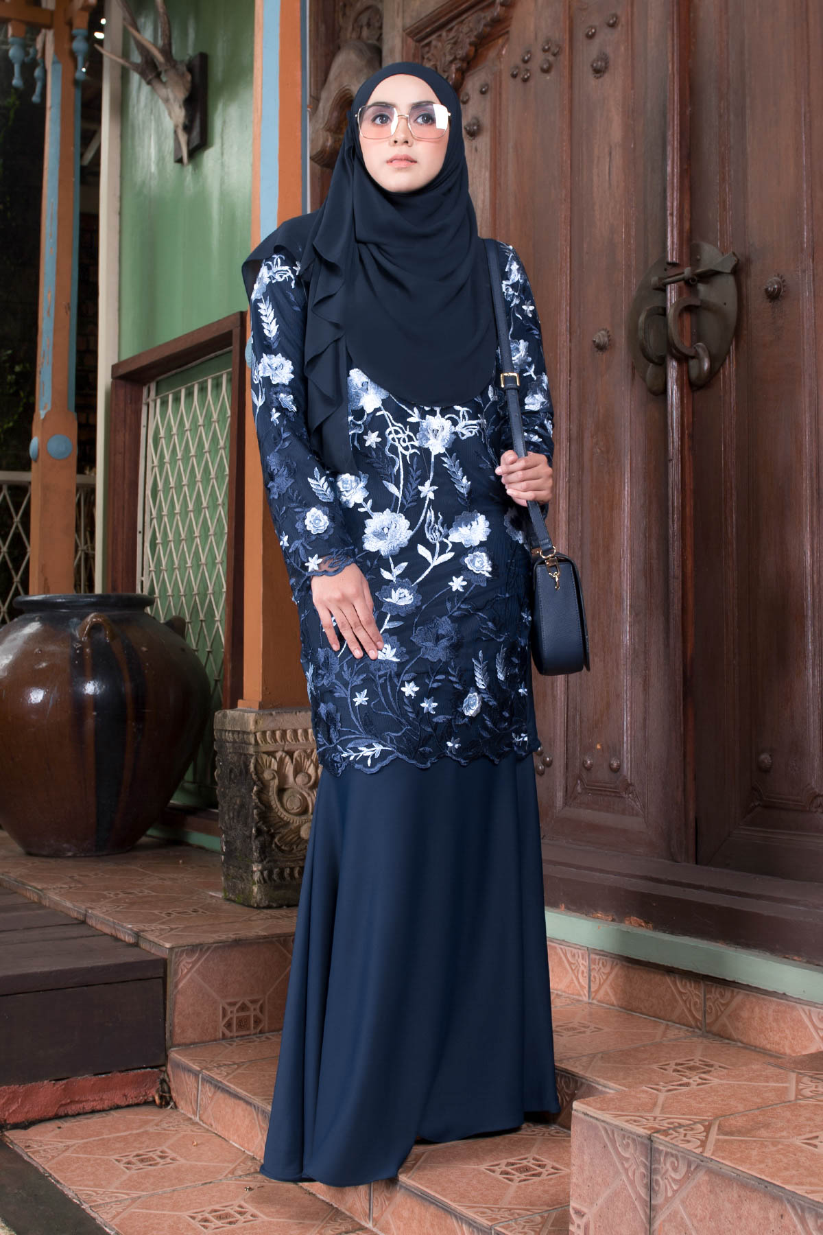 Baju Kurung Lace Azureen - Majestic Blue