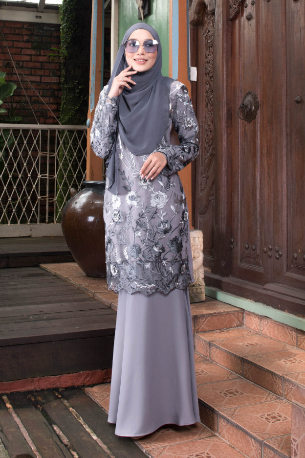 Baju Kurung Lace Azureen - Silver Mine