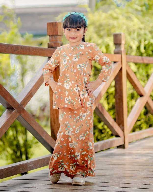 Baju Kurung Barbie Adisah Kids - Apricot