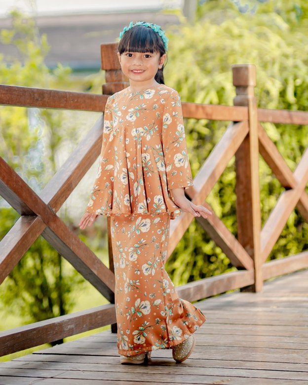 Baju Kurung Barbie Adisah Kids - Apricot