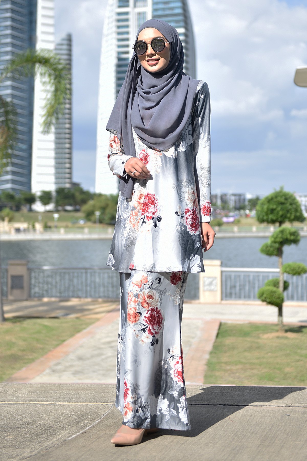 Baju Kurung Barbie Farisha - Pewter Grey