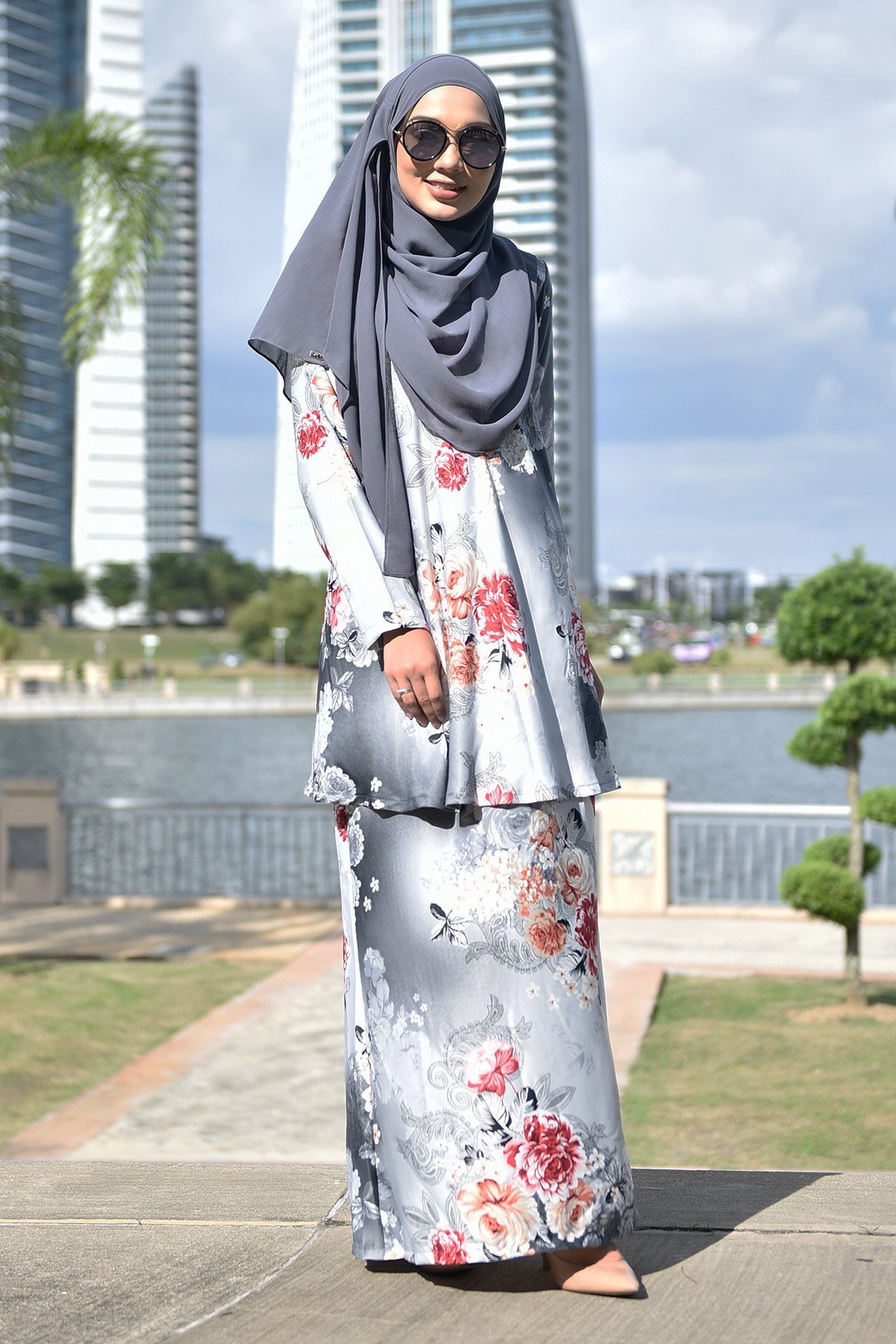 Baju Kurung Barbie Farisha - Pewter Grey