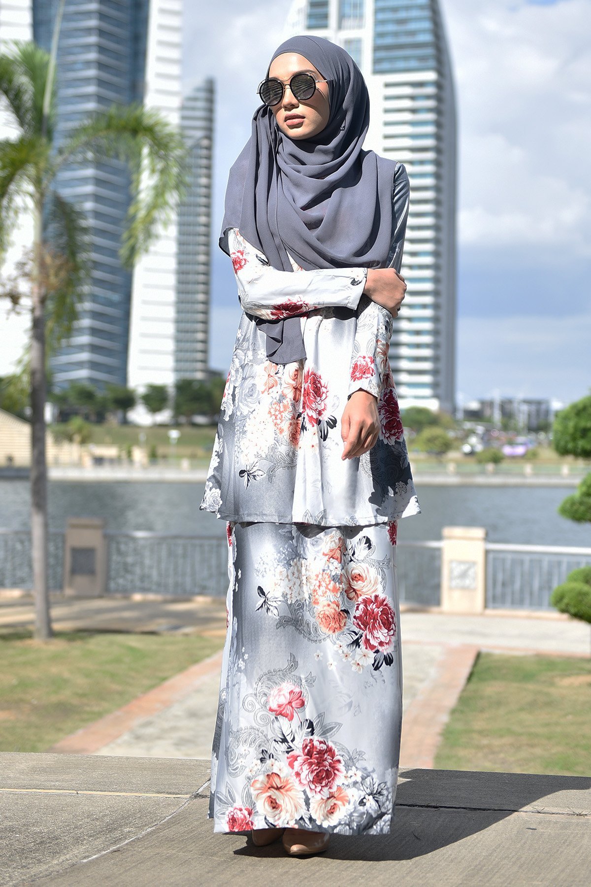 Baju Kurung Barbie Farisha - Pewter Grey