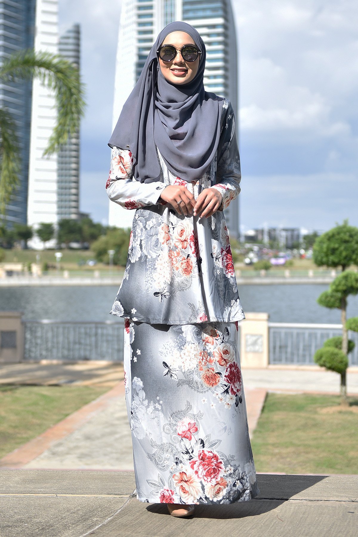 Baju Kurung Barbie Farisha - Pewter Grey