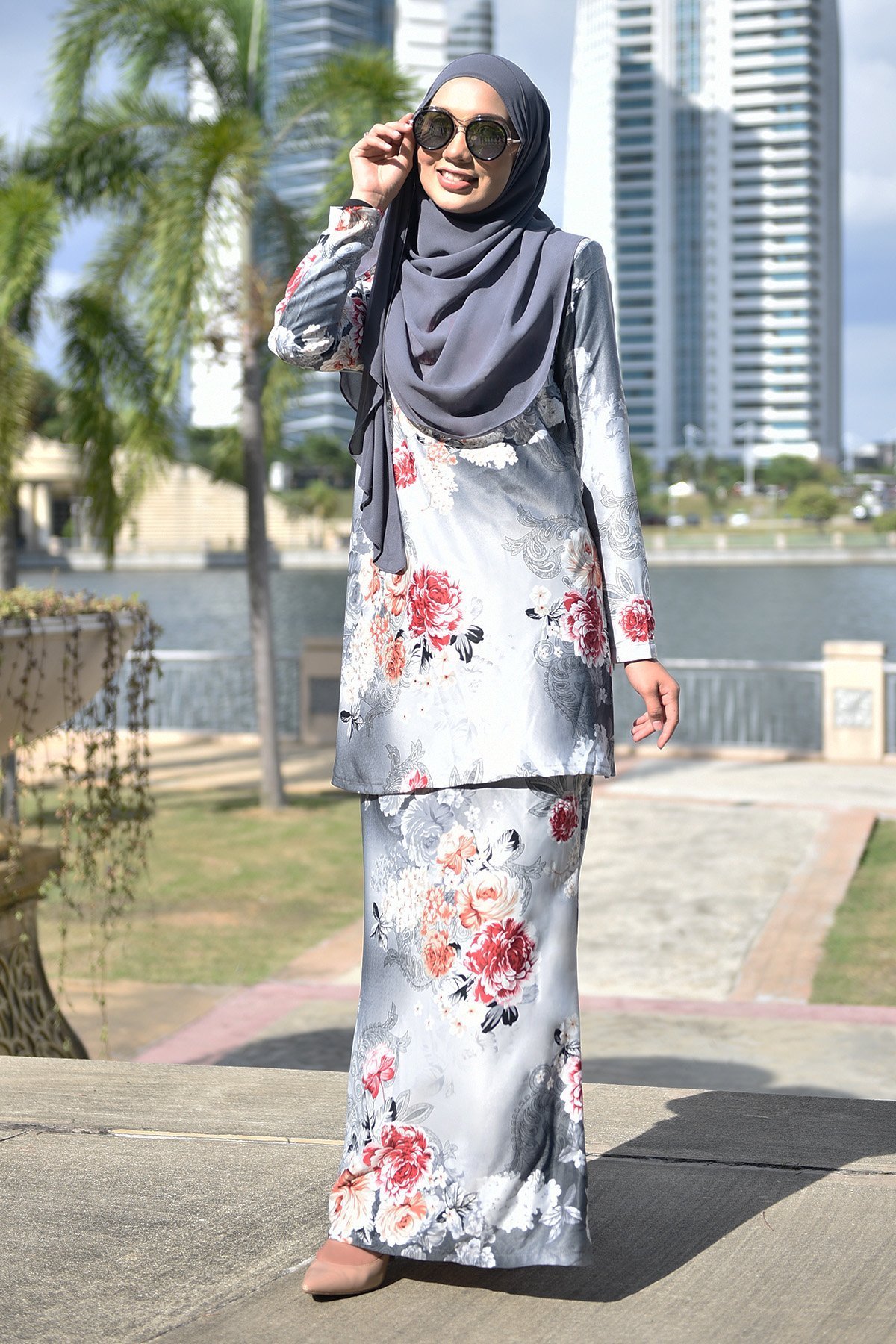 Baju Kurung Barbie Farisha - Pewter Grey