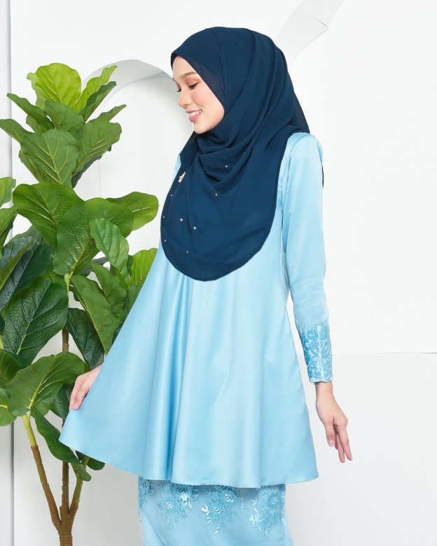 Baju Kurung Barbie Lace Afni - Glacier Blue