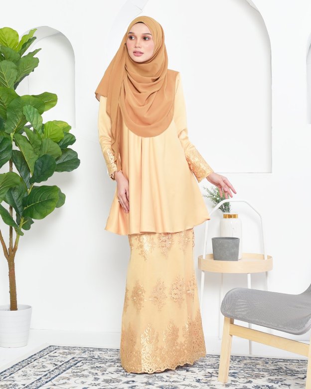 Baju Kurung Barbie Lace Afni - Gold Dust