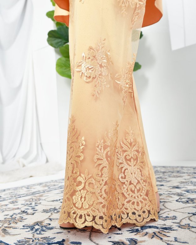 Baju Kurung Barbie Lace Afni - Gold Dust
