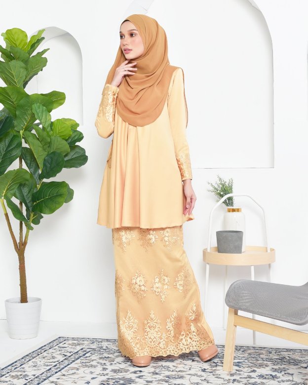 Baju Kurung Barbie Lace Afni - Gold Dust