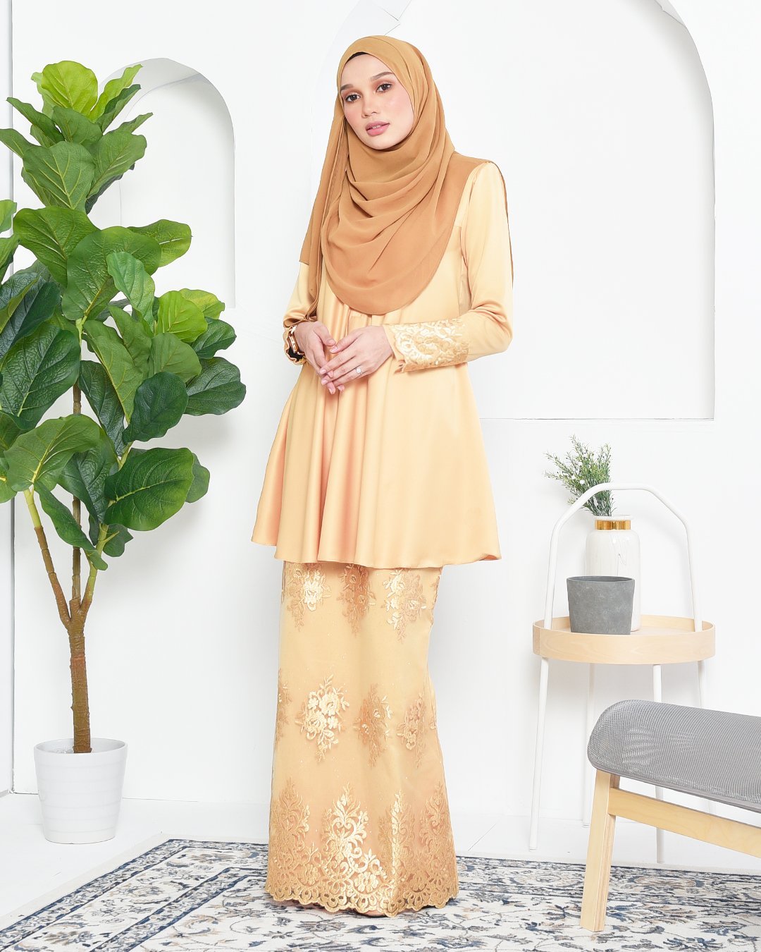 Baju Kurung Barbie Lace Afni - Gold Dust