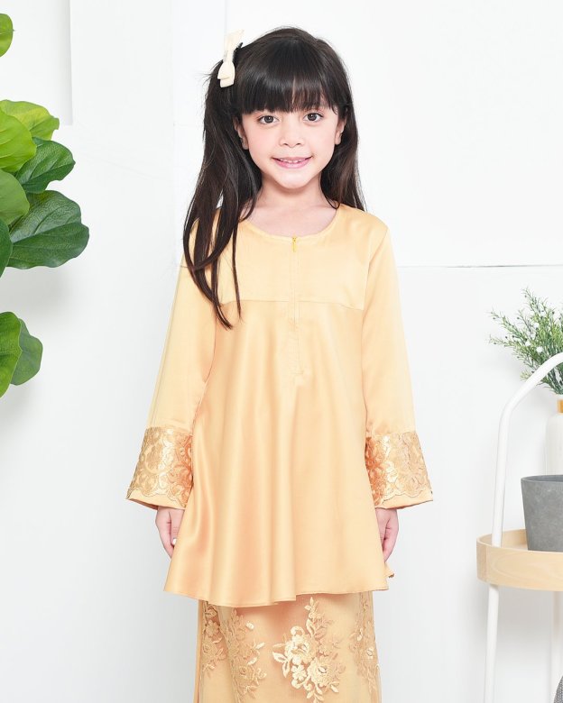 Baju Kurung Barbie Lace Afni Kids - Gold Dust