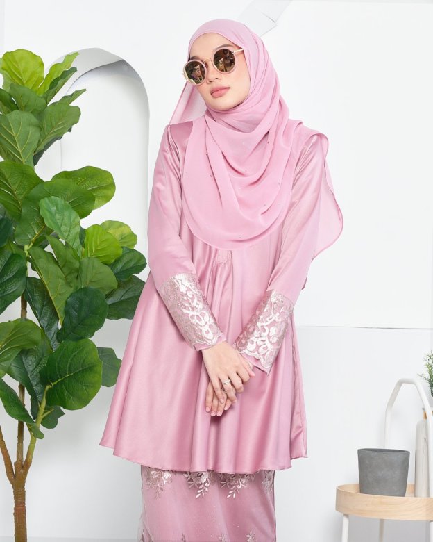 Baju Kurung Barbie Lace Afni - Quartz Pink