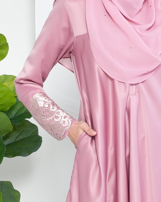 Baju Kurung Barbie Lace Afni - Quartz Pink