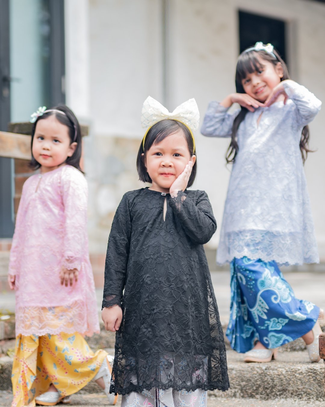 Baju Kurung Batik Lace Abreona Kids - Jet Black