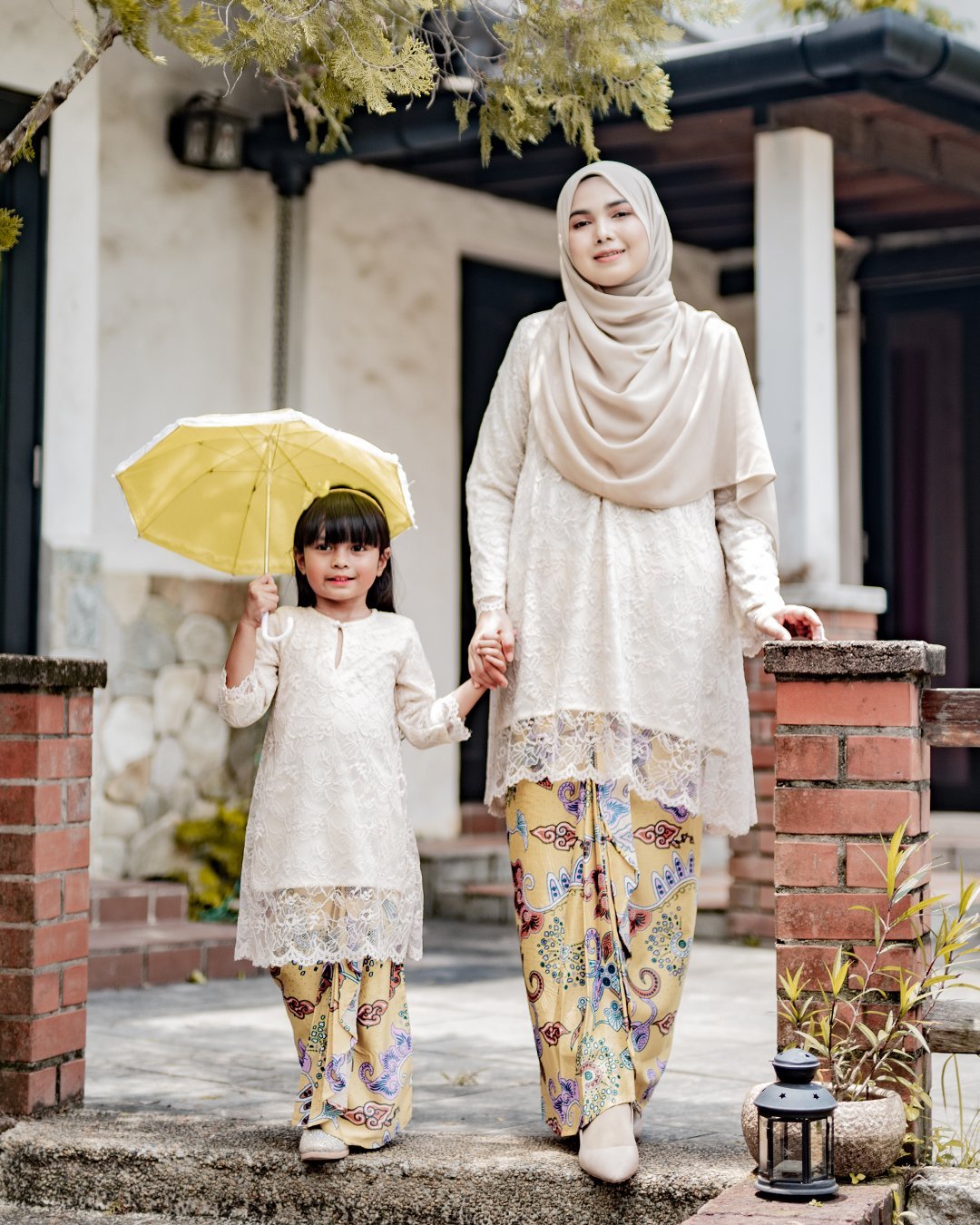 Baju Kurung Batik Lace Abreona Kids - Ivory Cream