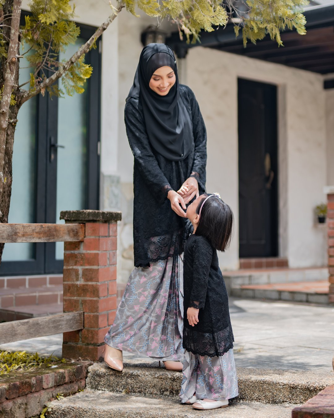 Baju Kurung Batik Lace Abreona Kids - Jet Black