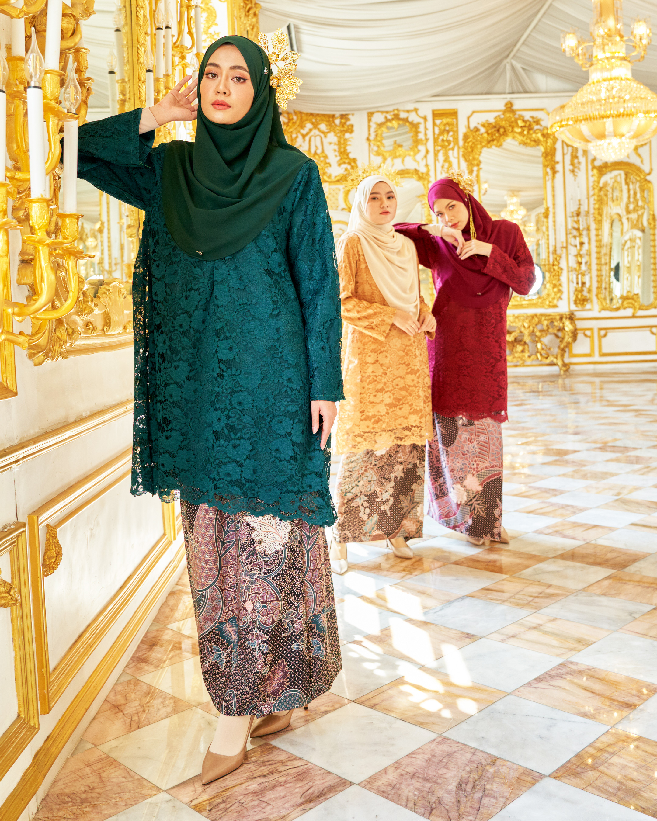 Baju Kurung Lace Batik Alexa - Zamrud Green