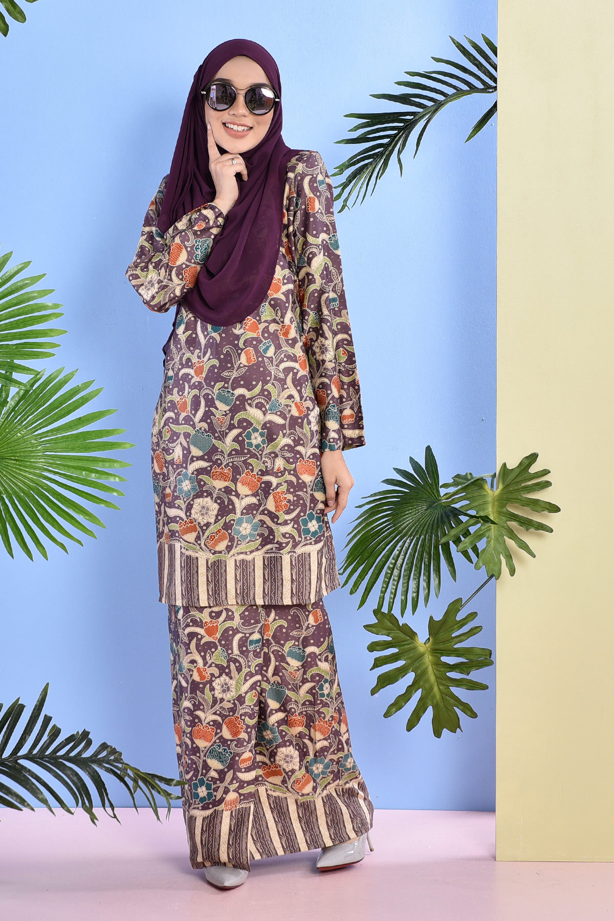 Baju Kurung Batik Naili - Lavender