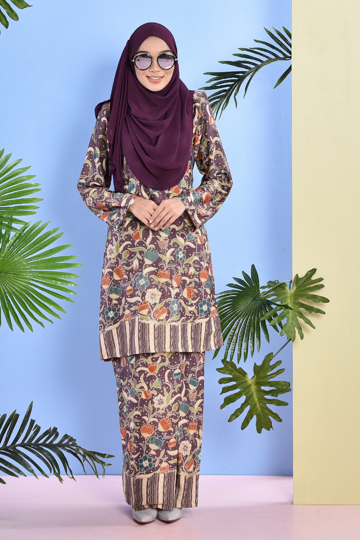 Baju Kurung Batik Naili - Lavender