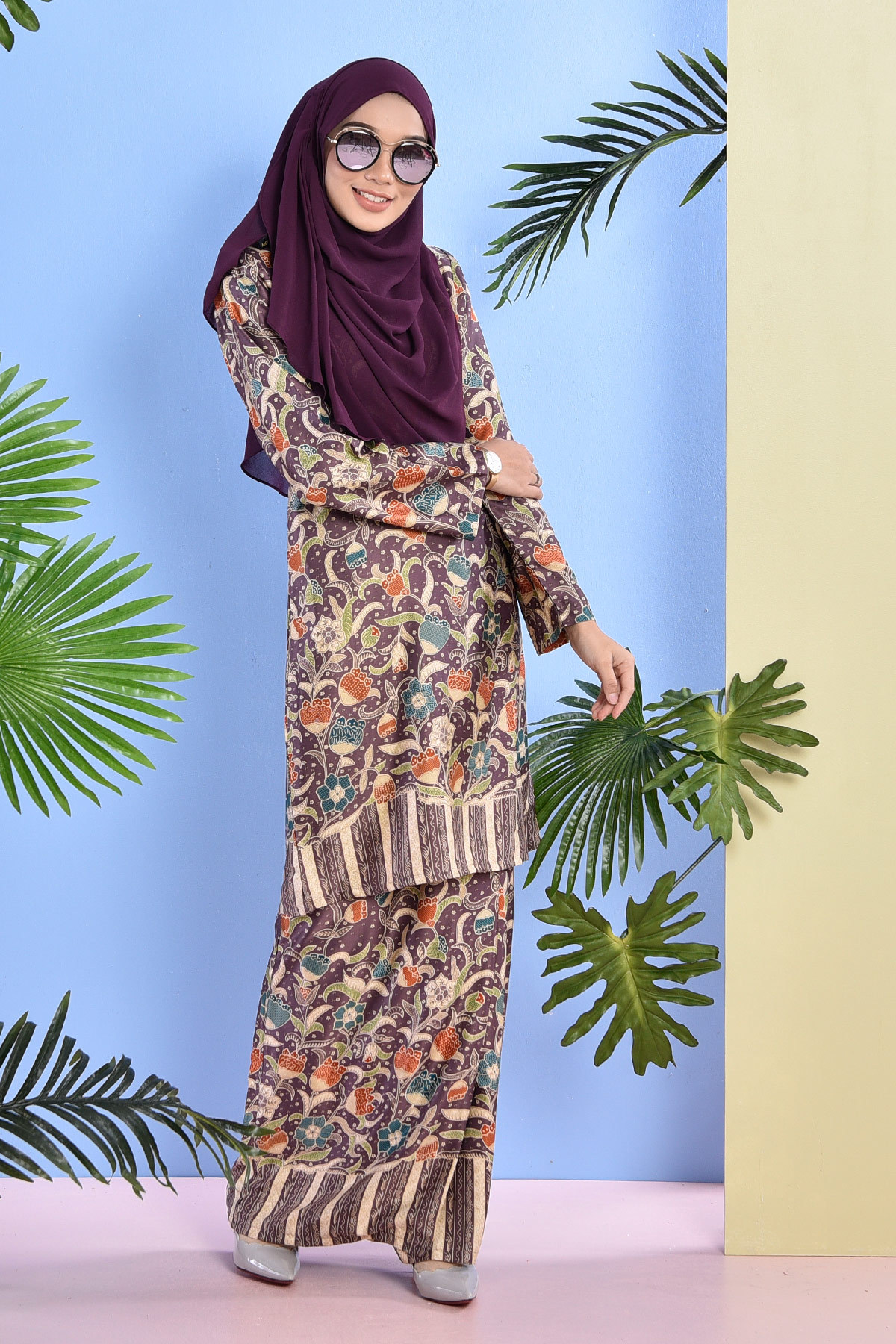 Baju Kurung Batik Naili - Lavender