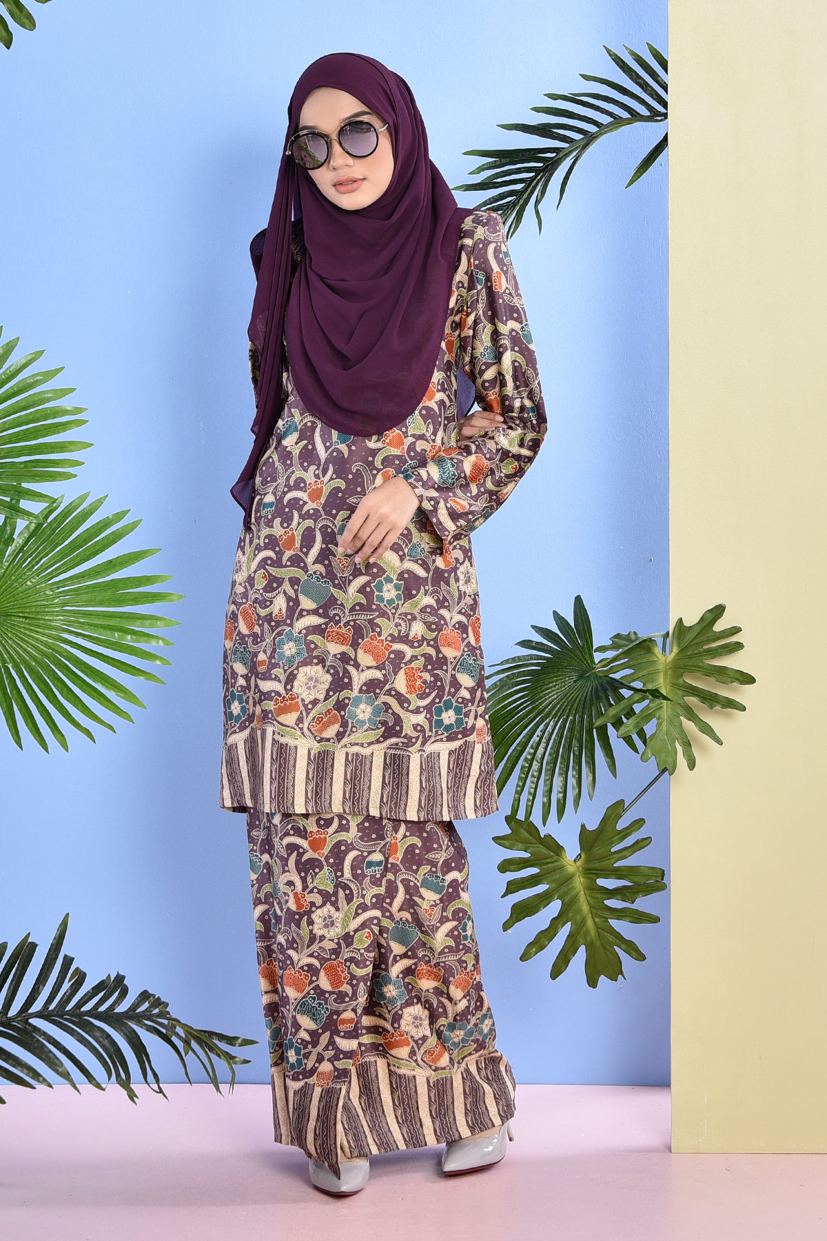 Baju Kurung Batik Naili - Lavender