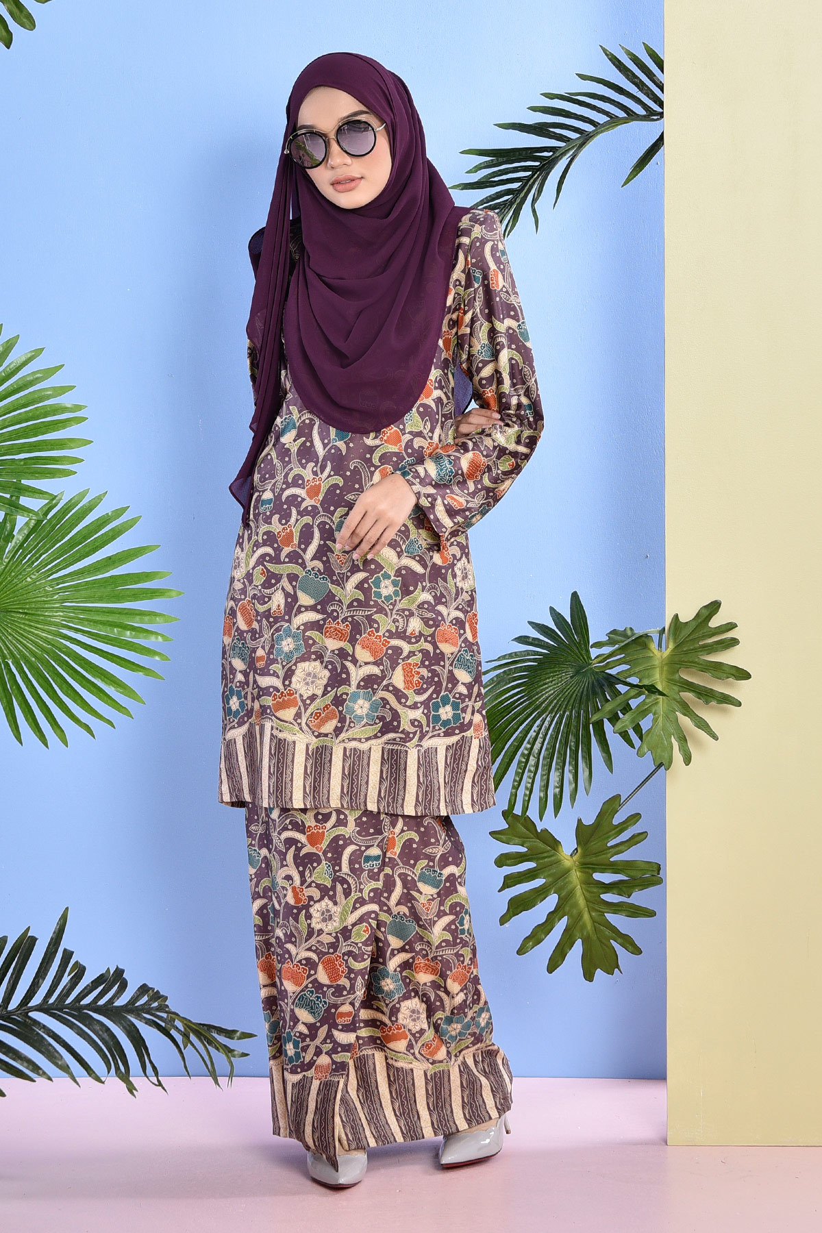 Baju Kurung Batik Naili - Lavender