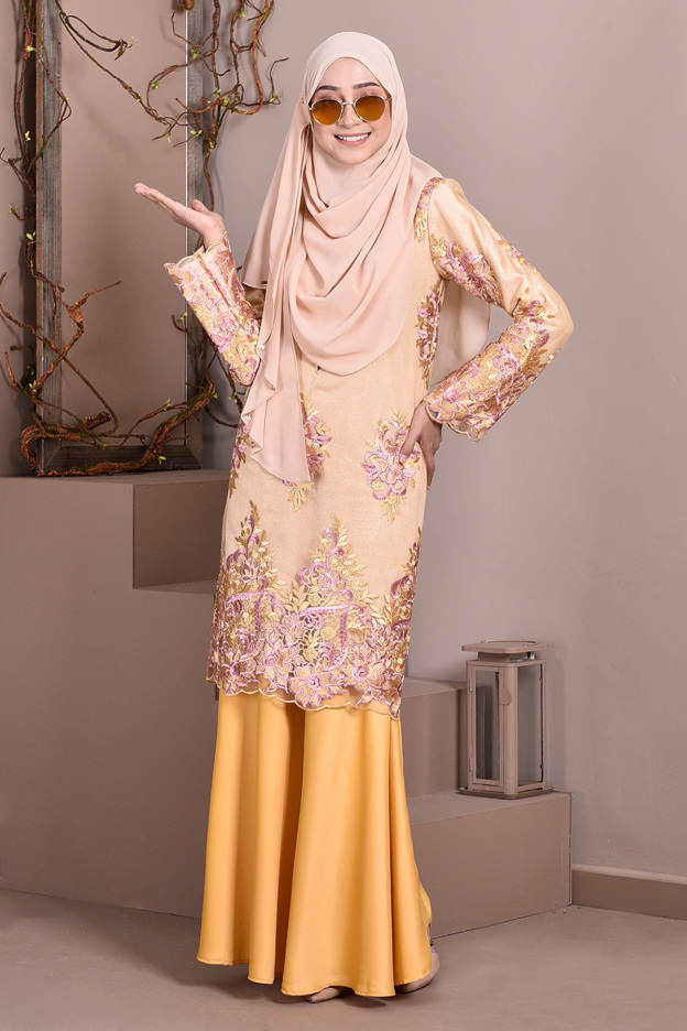 Baju Kurung Lace Brettany Glitter - Lemonade