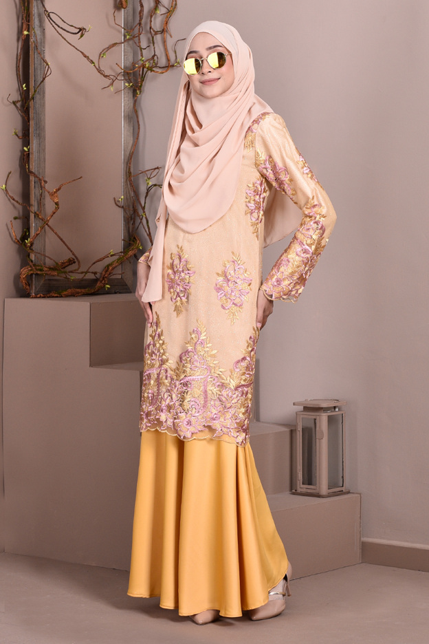 Baju Kurung Lace Brettany Glitter - Lemonade