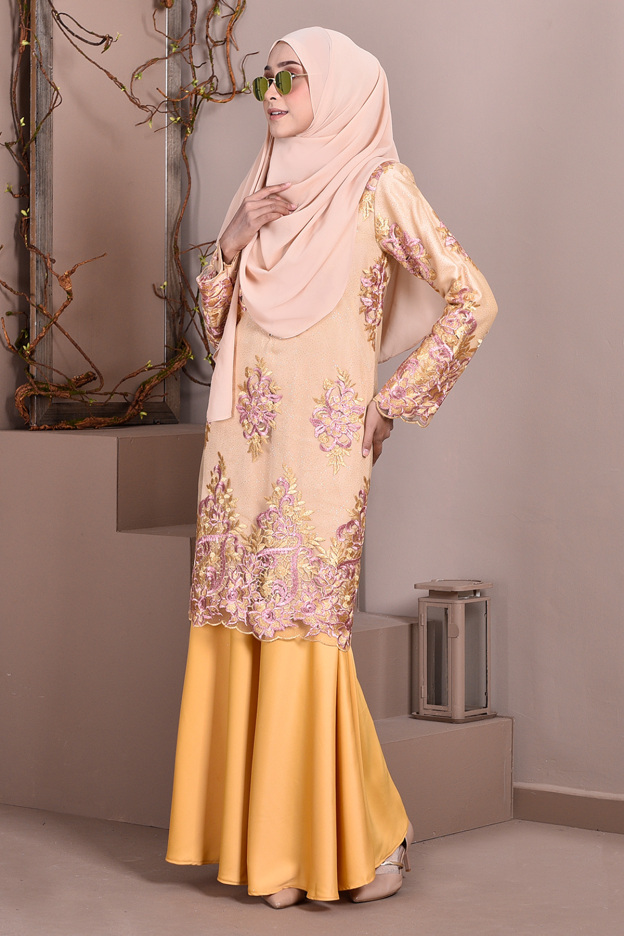 Baju Kurung Lace Brettany Glitter - Lemonade