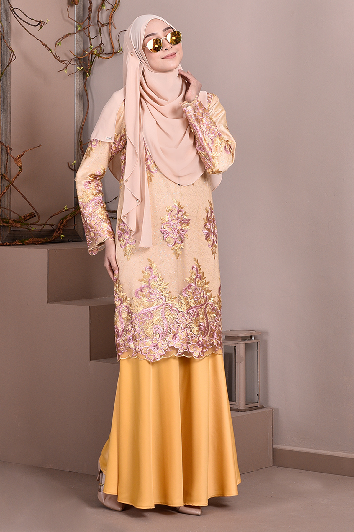 Baju Kurung Lace Brettany Glitter - Lemonade