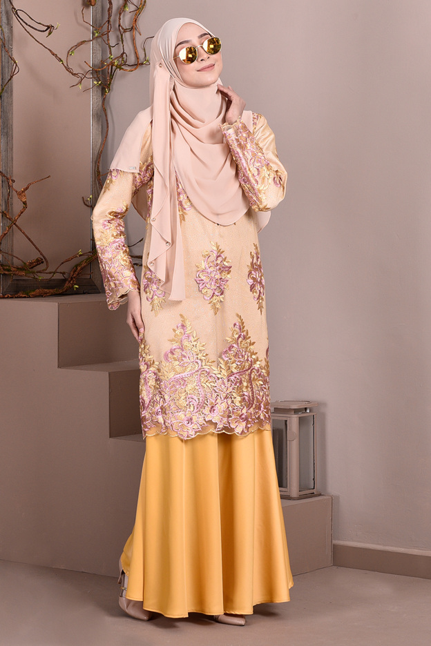 Baju Kurung Lace Brettany Glitter - Lemonade
