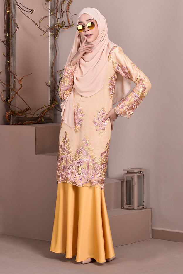 Baju Kurung Lace Brettany Glitter - Lemonade