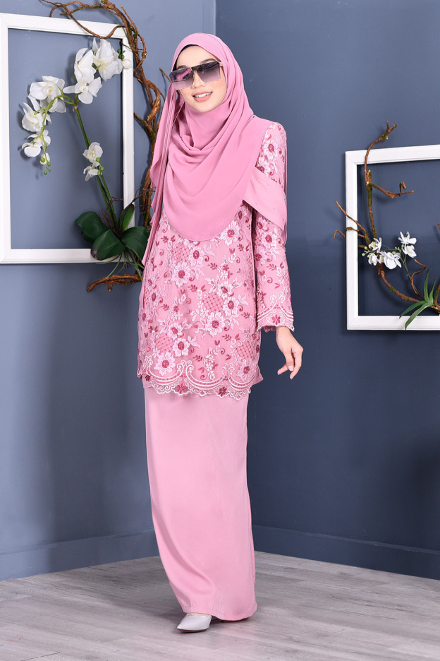 Baju Kurung Lace Brigette - Princess Pink