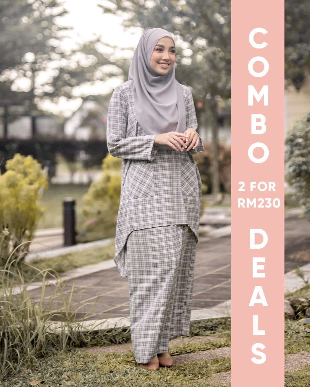 Baju Kurung Darby Laluna X MCC - Pewter Grey