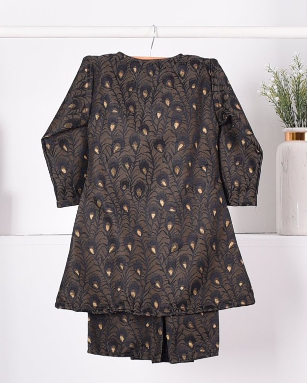 Baju Kurung Riau Lace Greece Kids - Black Dust