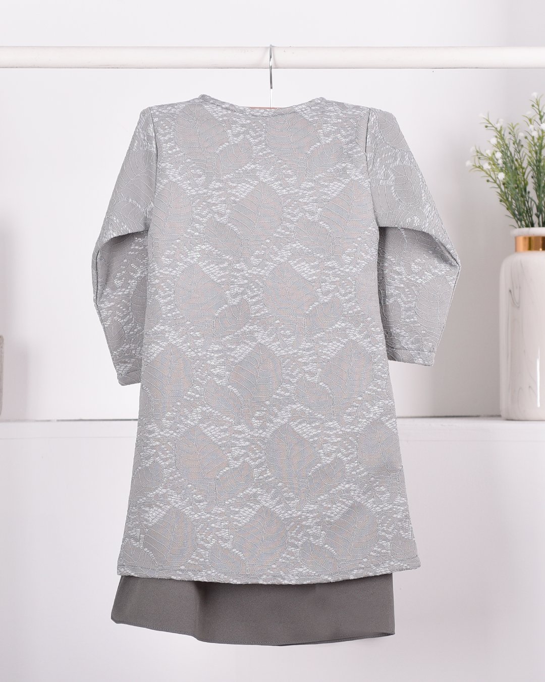 Baju Kurung Moden Lace Gygy Kids - Dusty Ash