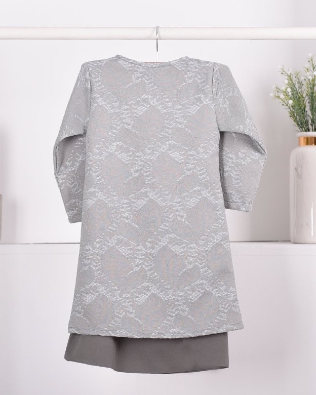 Baju Kurung Moden Lace Gygy Kids - Dusty Ash