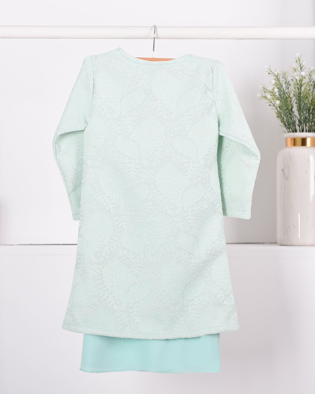 Baju Kurung Moden Lace Gygy Kids - Lime Sparkle