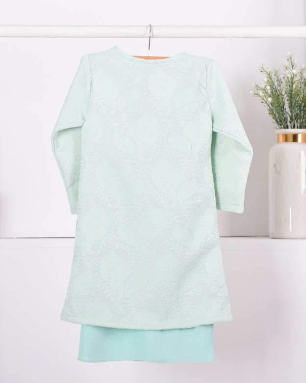 Baju Kurung Moden Lace Gygy Kids - Lime Sparkle