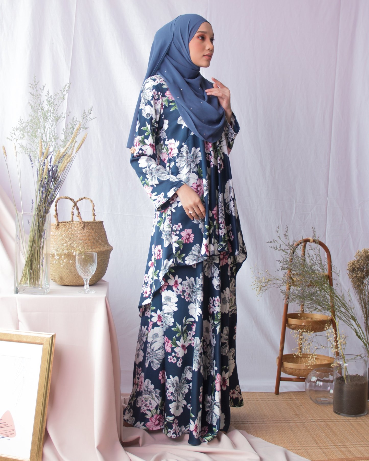 Baju Kurung Hi-Lo Adlina - Navy Blue