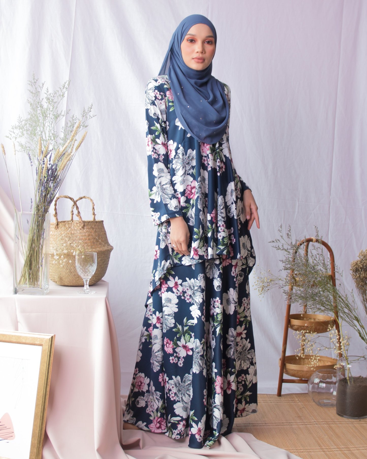 Baju Kurung Hi-Lo Adlina - Navy Blue