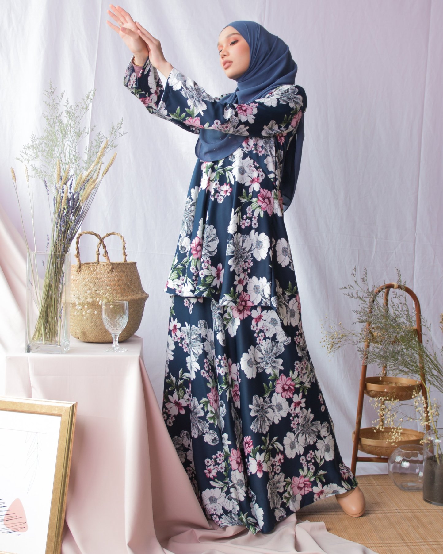 Baju Kurung Hi-Lo Adlina - Navy Blue