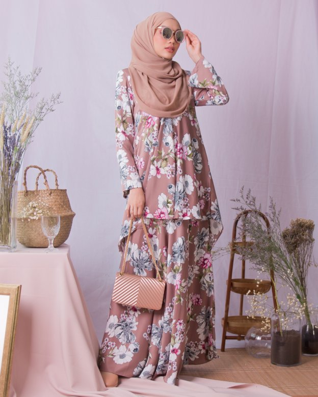 Baju Kurung Hi-Lo Adlina - Brown Peanut