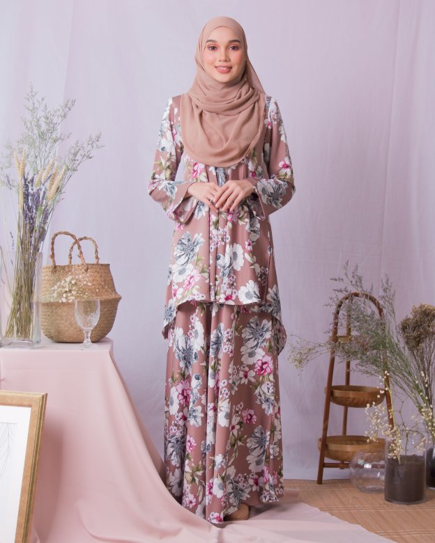 Baju Kurung Hi-Lo Adlina - Brown Peanut