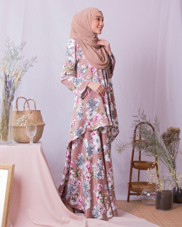 Baju Kurung Hi-Lo Adlina - Brown Peanut