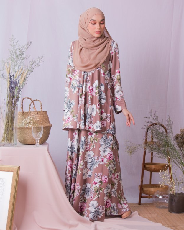 Baju Kurung Hi-Lo Adlina - Brown Peanut