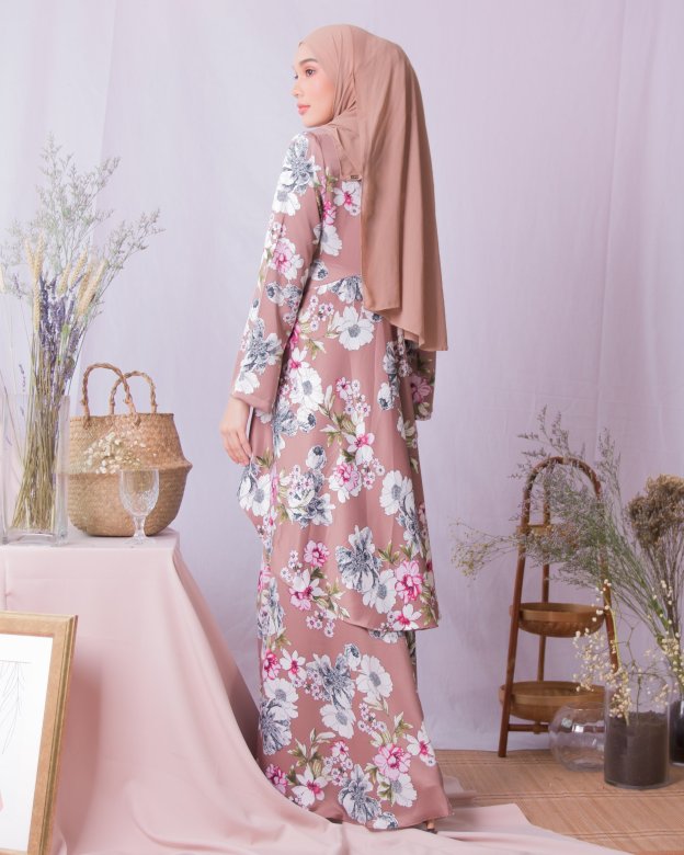 Baju Kurung Hi-Lo Adlina - Brown Peanut