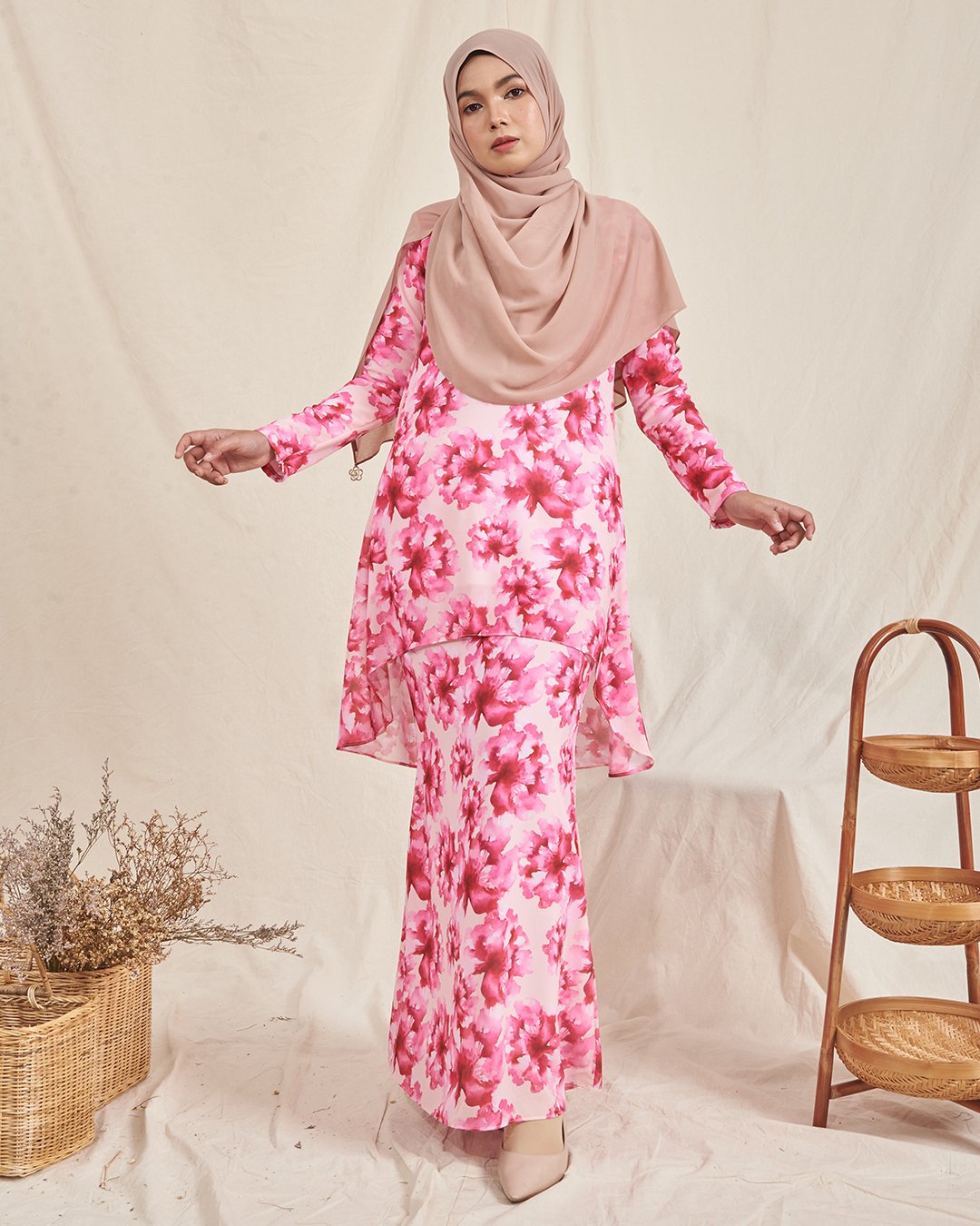 Baju Kurung Hi-Lo Nasiah - Rose Pink